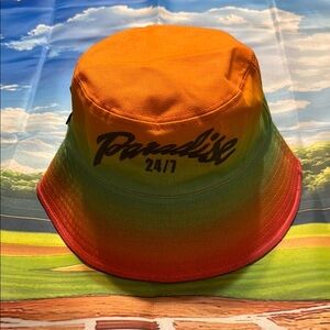 7-11 X Double Rainouu  Paradise 24/7 Vibrant Orange and Green Bucket Hat